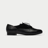 Black leather shoes on a white background