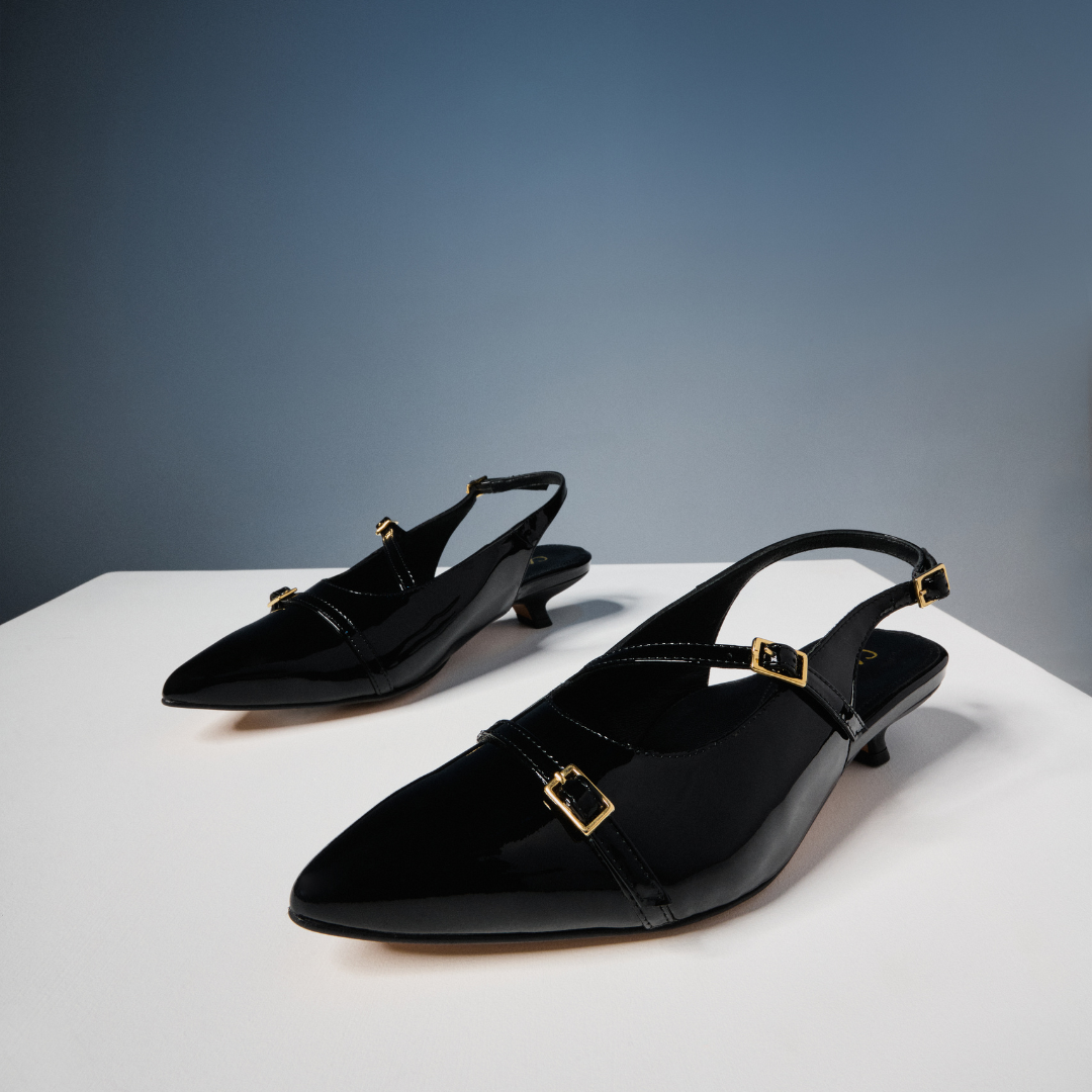 Paloma - Black Patent Leather Kitten Heels