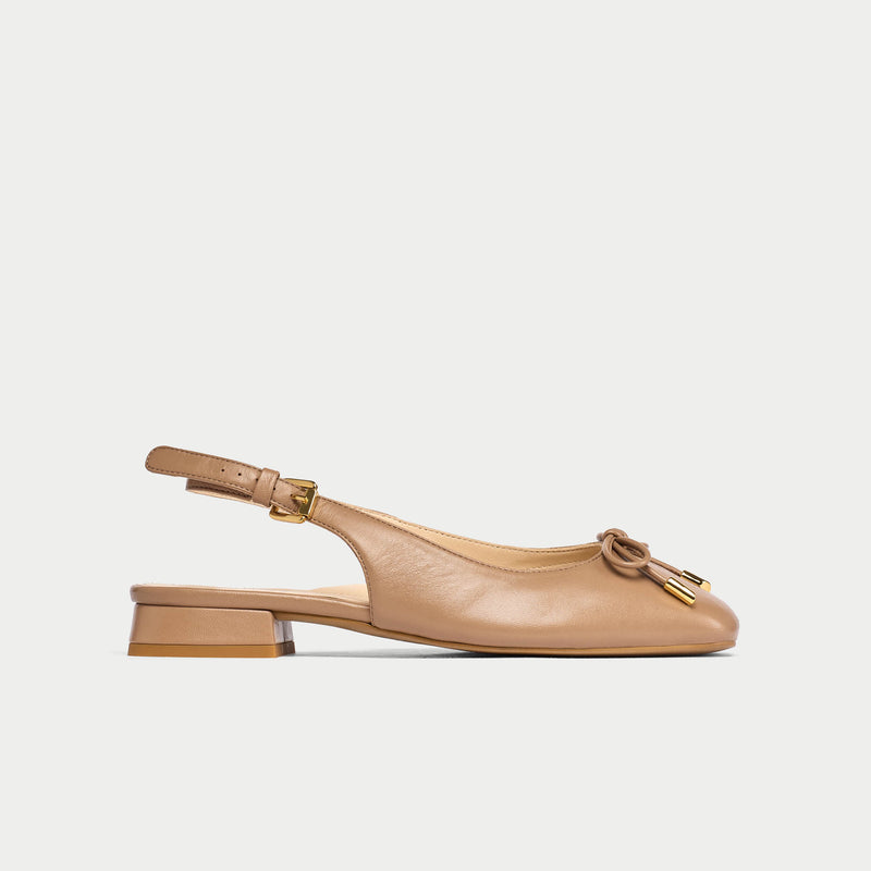 Petra - Taupe Leather Slingbacks