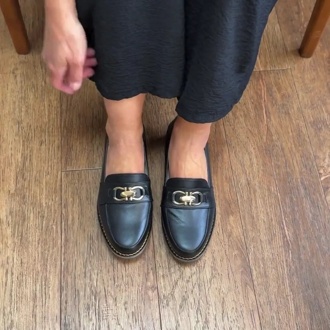 Meredith - Black Leather Loafers (image 4)