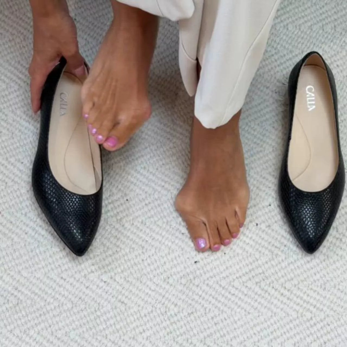 Claudia - Black Croc Leather Pumps (image 3)