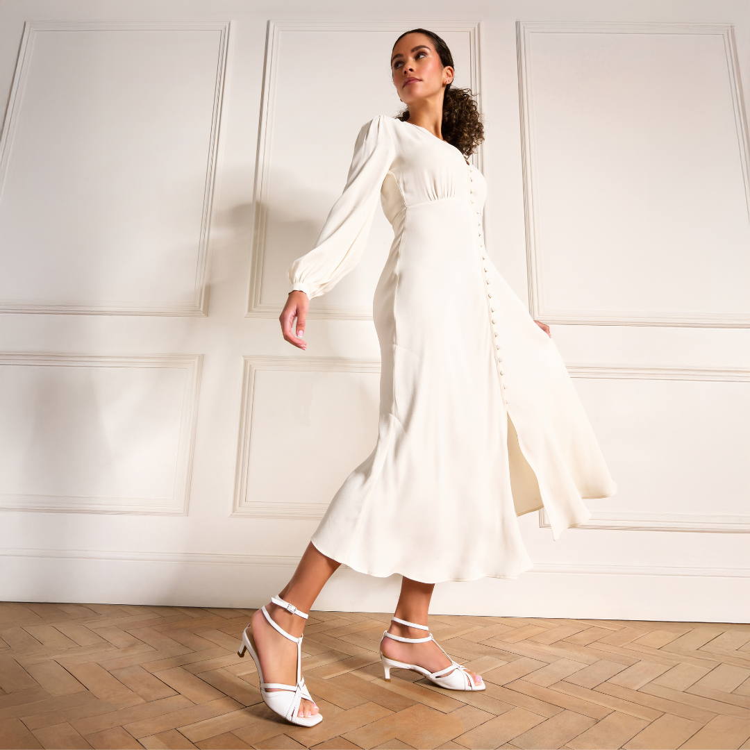 Ria - White Leather Kitten Heels (image 5)