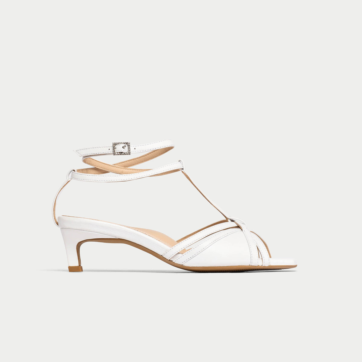 Ria - White Leather Kitten Heels (image 2)