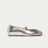 Silver metallic flat shoe on a white background
