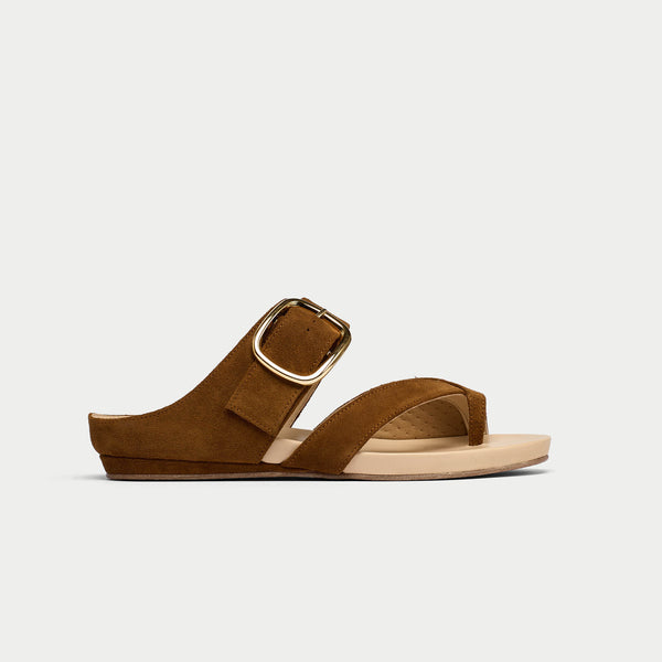 ruby tan suede sandals side view