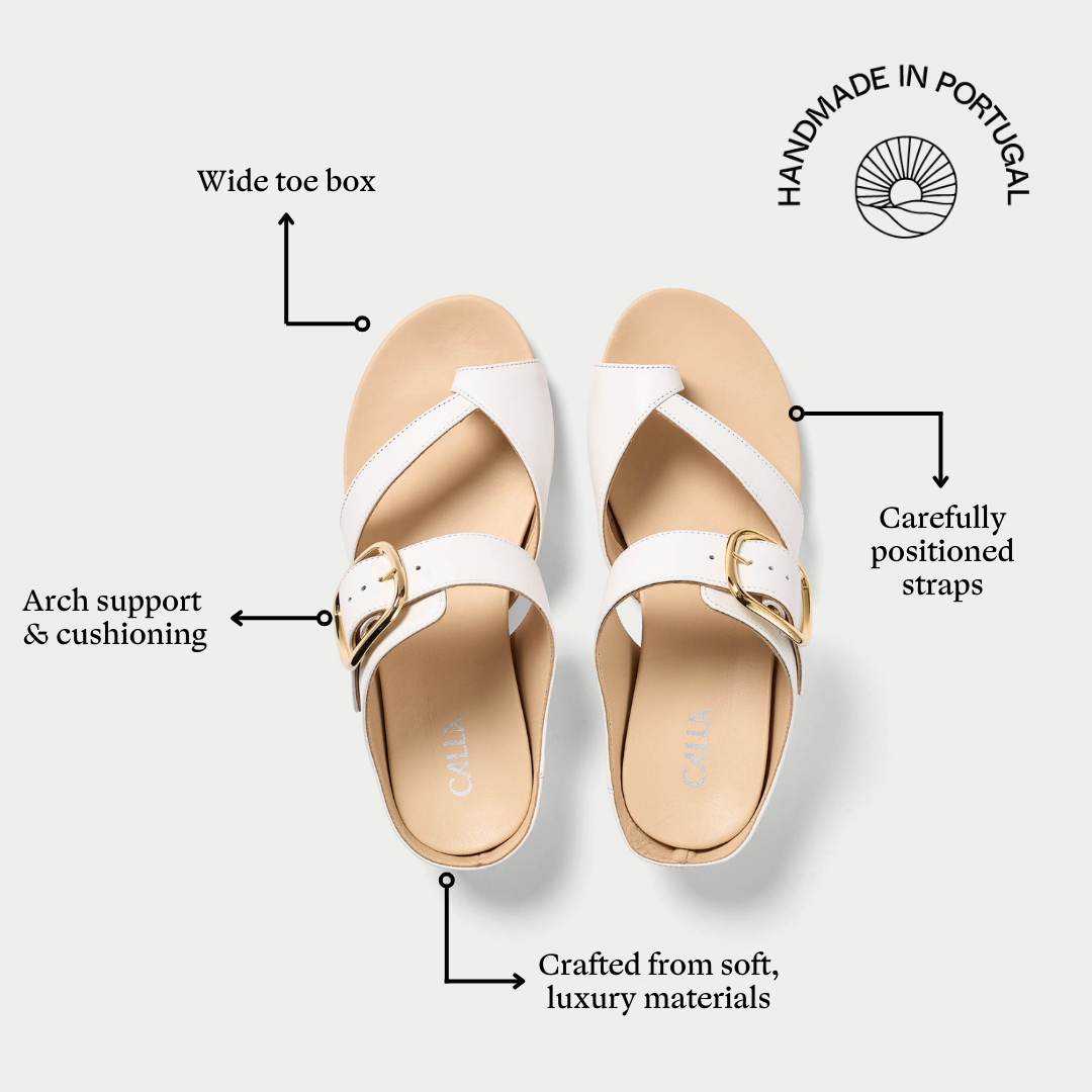 Ruby white sandals features