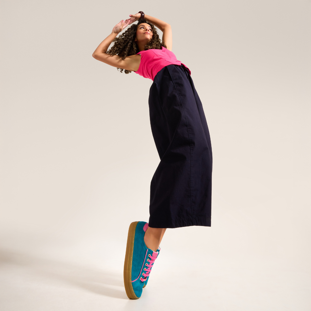 Saturn - Teal & Magenta Suede Wide Fit Trainers (image 4)
