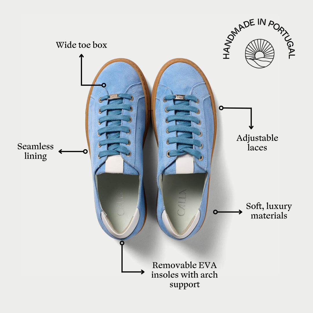 Star baby blue suede trainers features