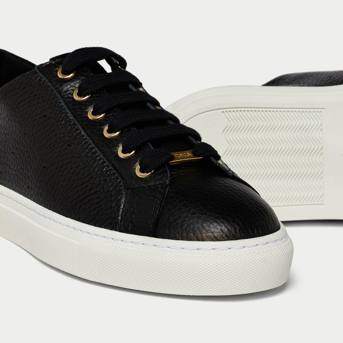 Star - Black Leather Wide Fit Trainers (image 3)