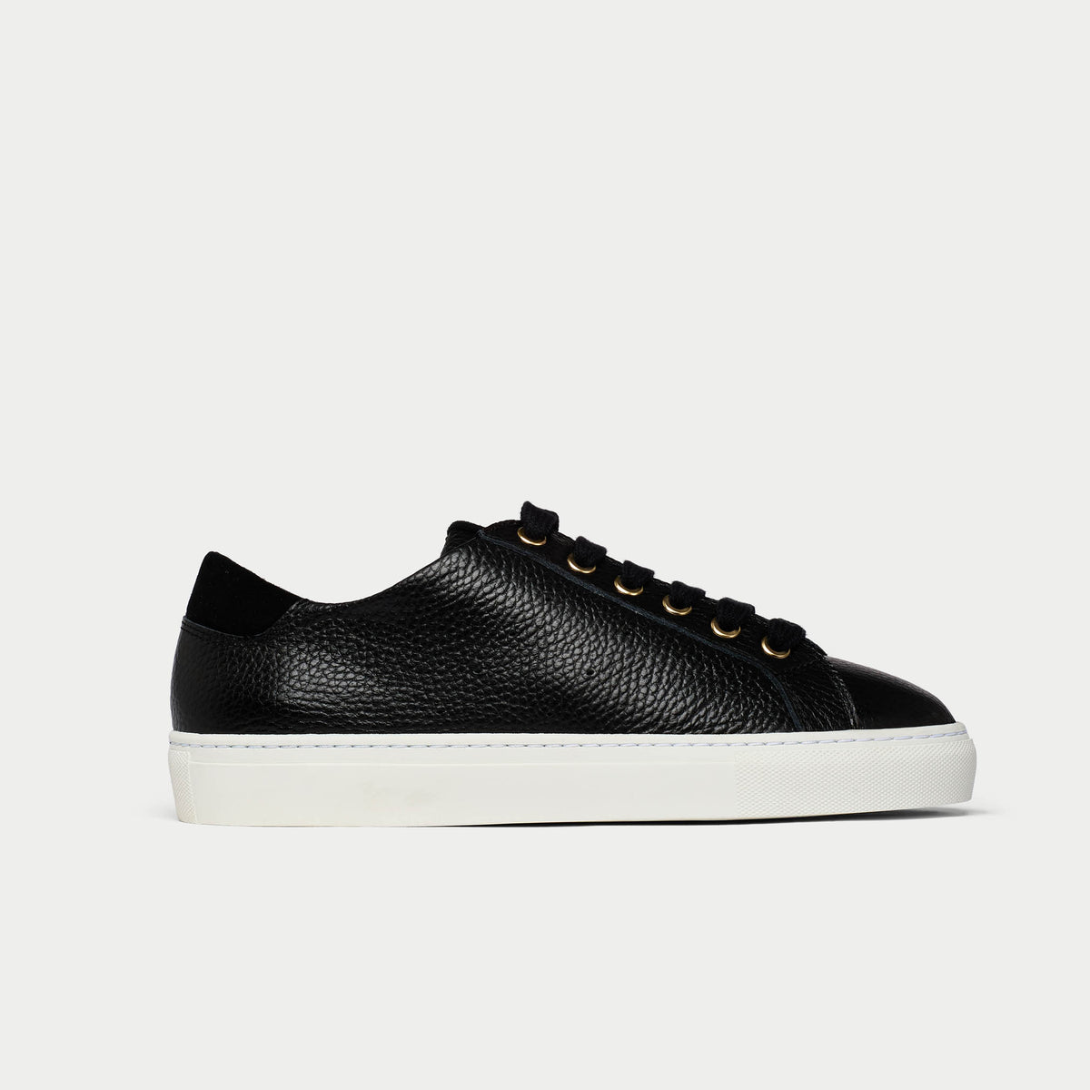 Star - Black Leather Wide Fit Trainers (image 1)