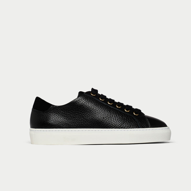 Star - Black Leather Wide Fit Trainers