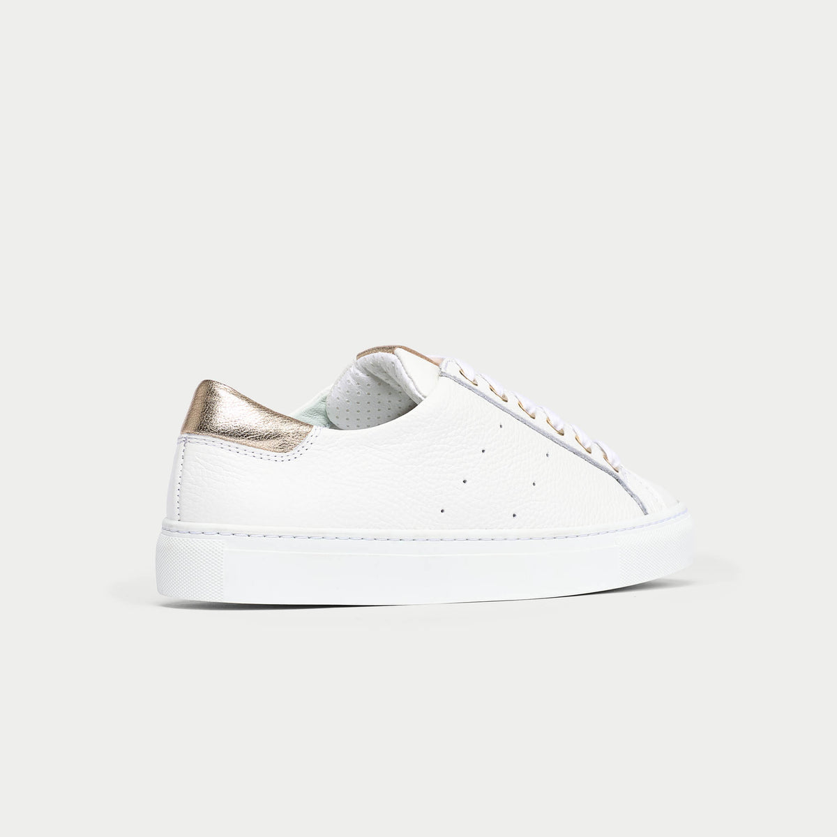 Star - Grain White Leather & Champagne Wide Fit Trainers (image 7)
