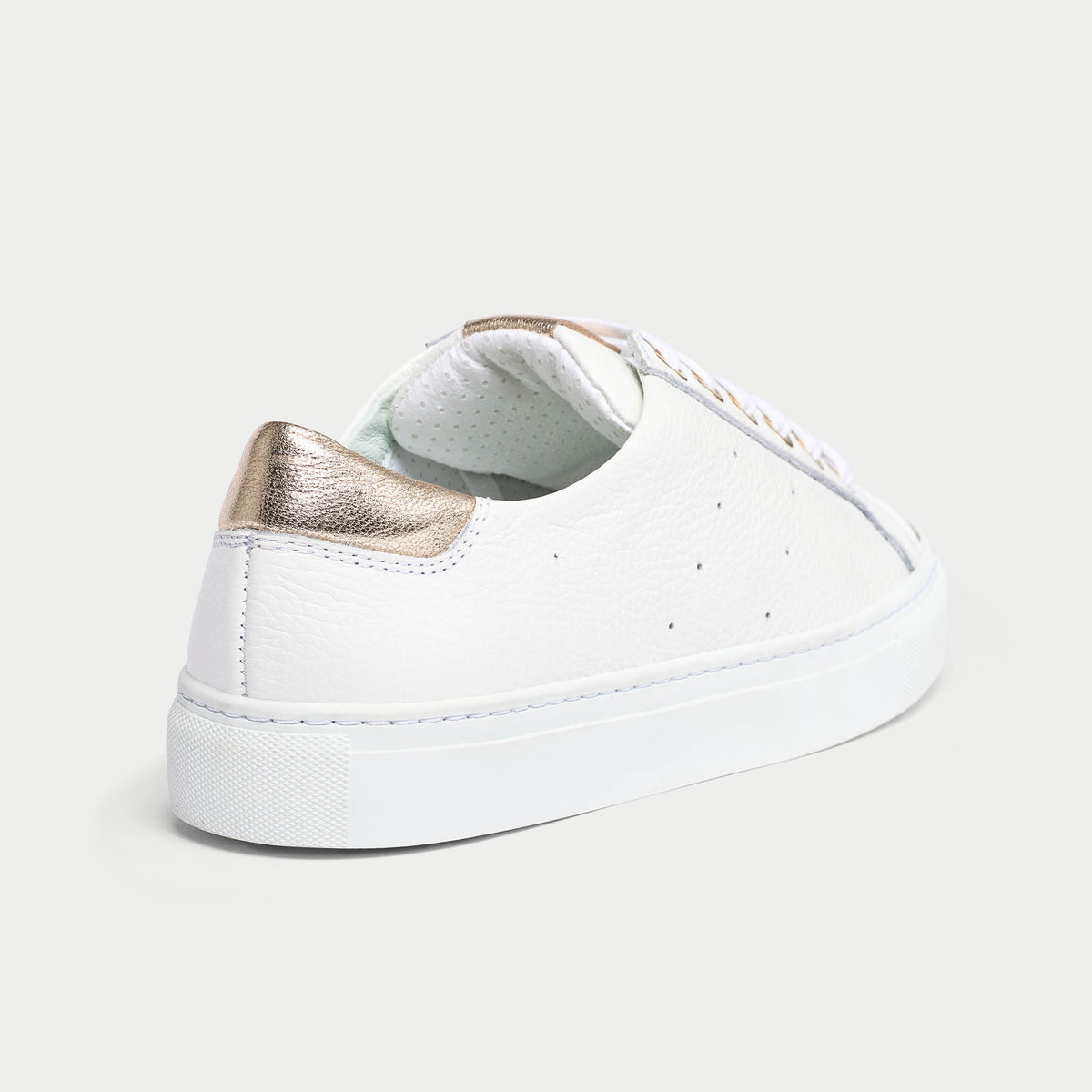 Star - Grain White Leather & Champagne Wide Fit Trainers (image 8)