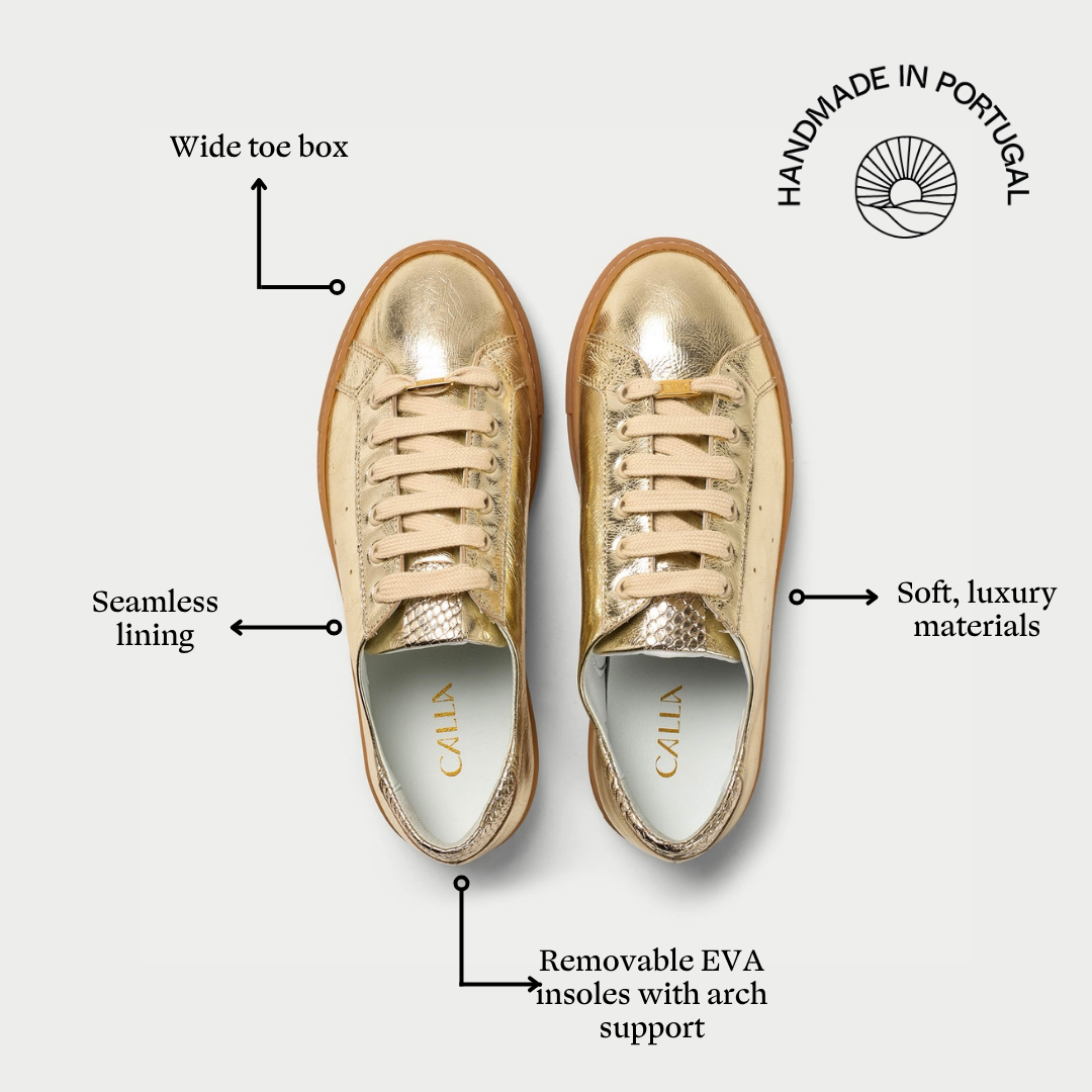 Star - Champagne Scaled Metallic Wide Fit Trainers