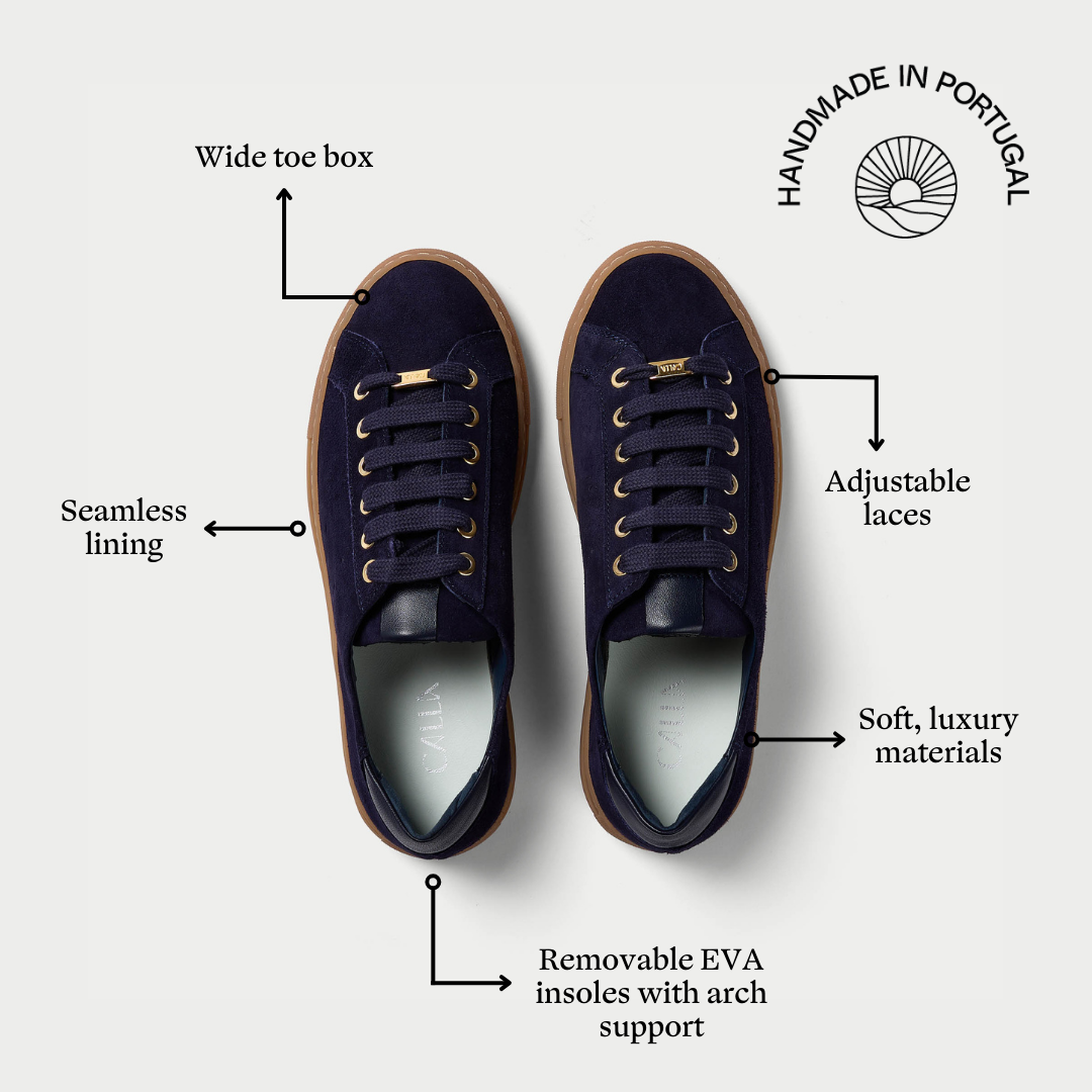 Star - Navy Suede Wide Fit Trainers (image 4)
