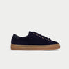 navy suede trainers side view