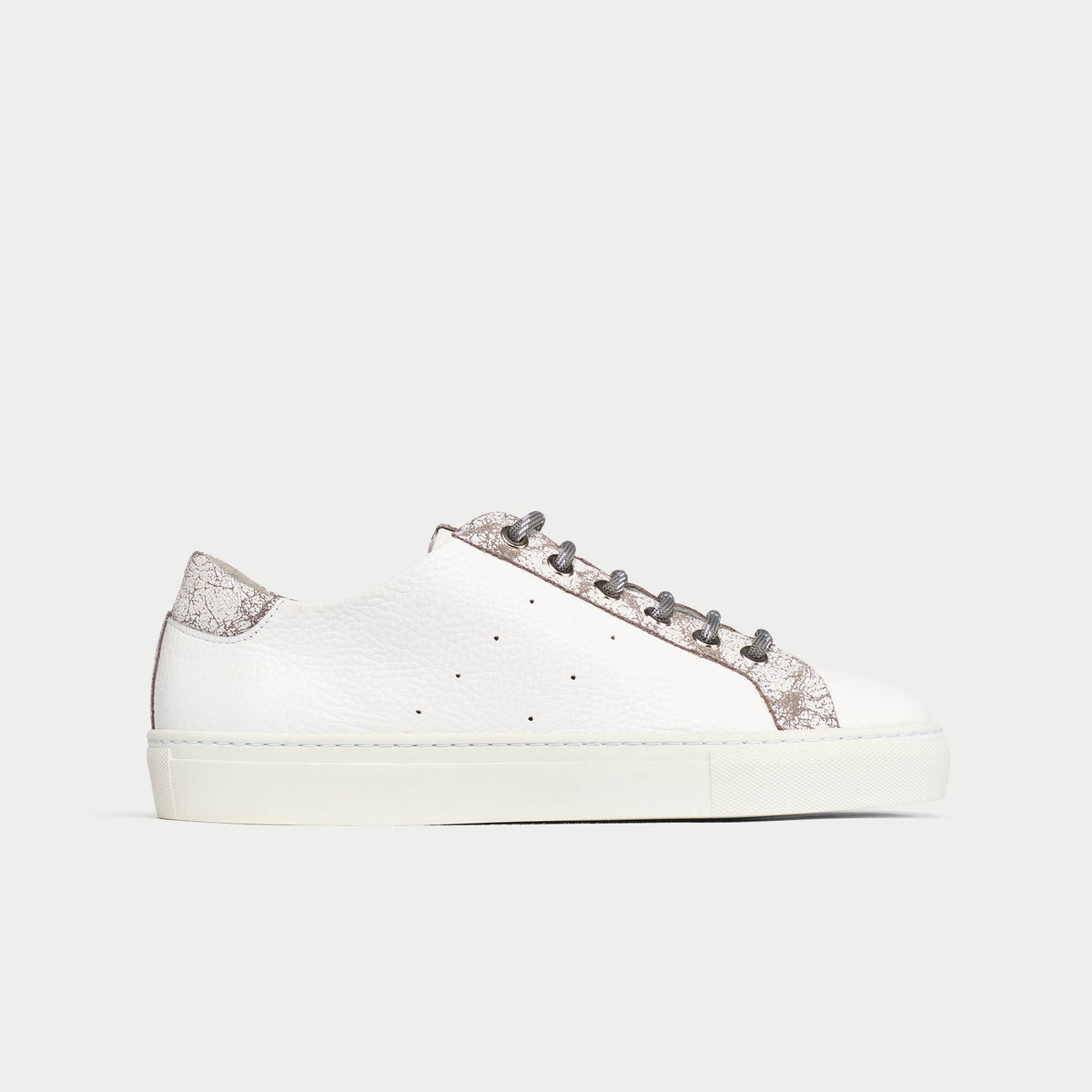 Star - White & Grey Leather Wide Fit Trainers (image 2)