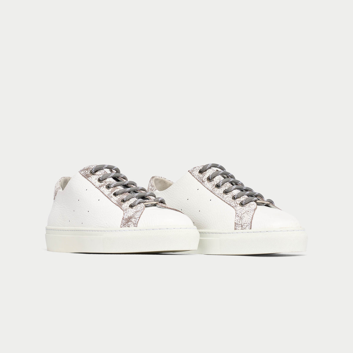Star - White & Grey Leather Wide Fit Trainers (image 4)