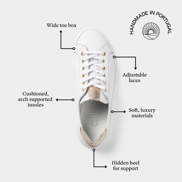 Star smooth white and champagne trainers