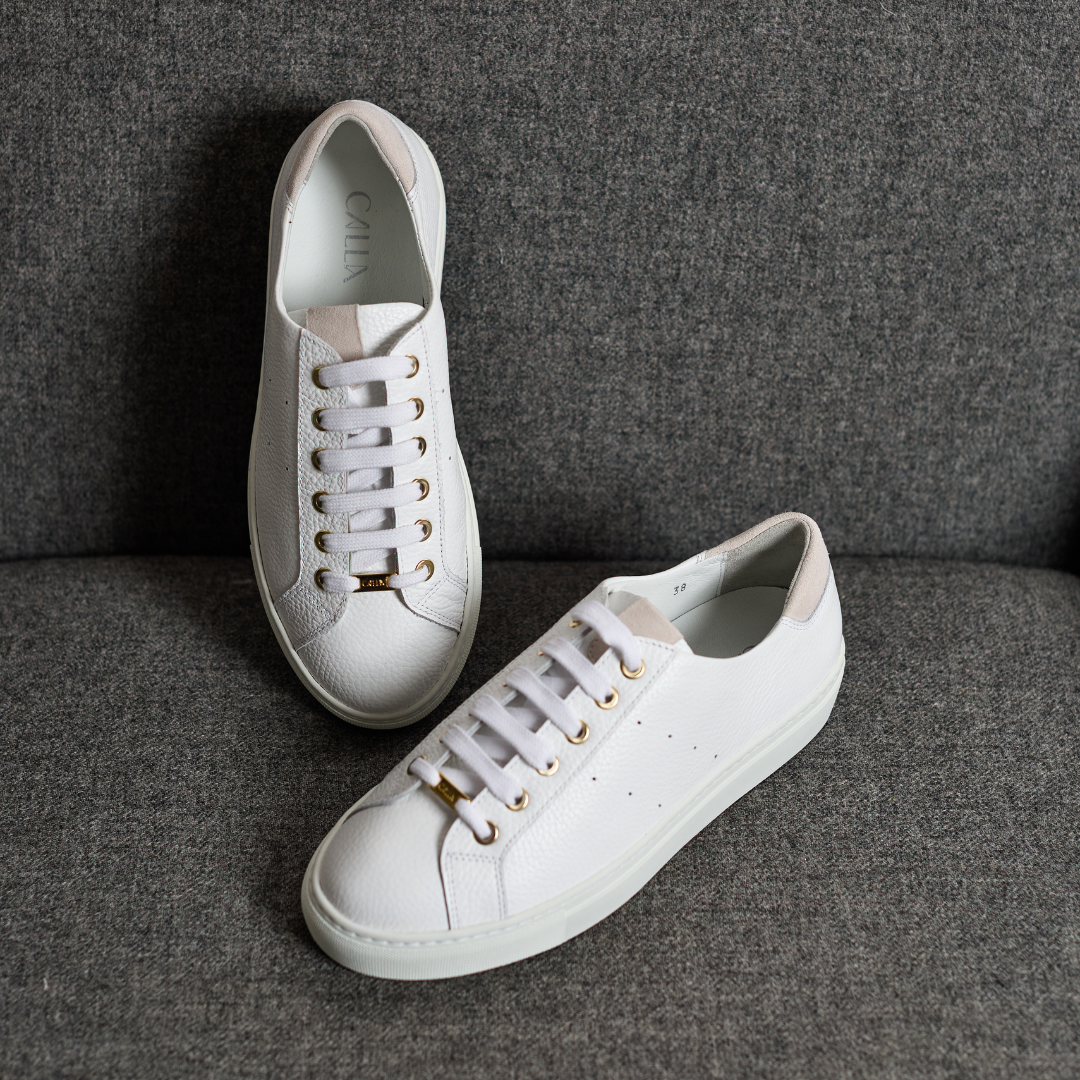 Star - White Grain Leather Wide Fit Trainers (image 3)