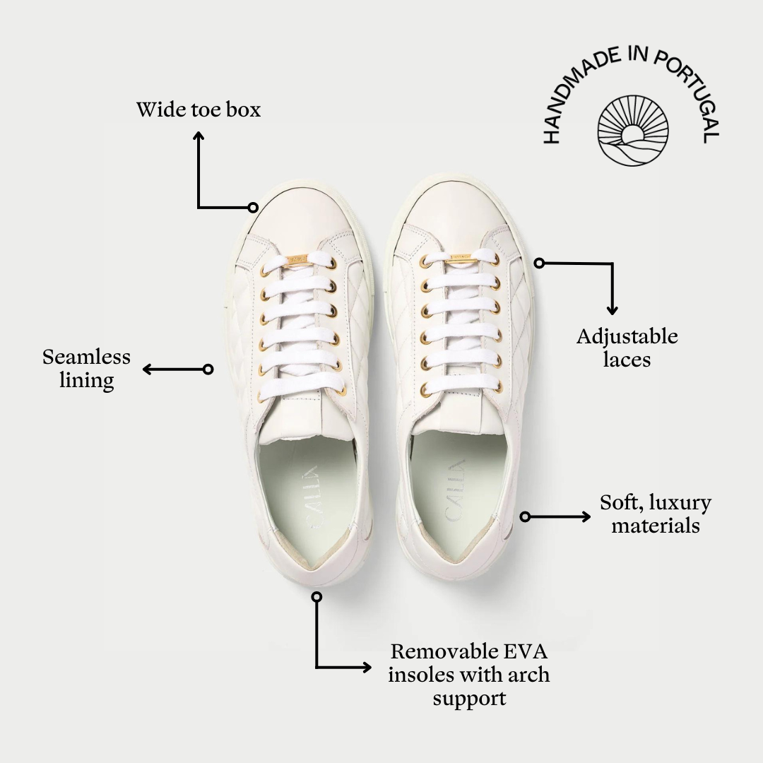 Star white leather trainers features