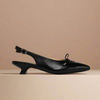 trudie black kitten heel slingback side view