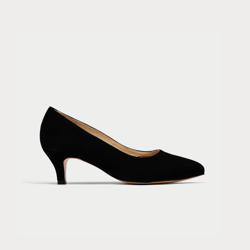 Calla | Ava | Black Suede | Kitten heeled dress shoes for bunions
