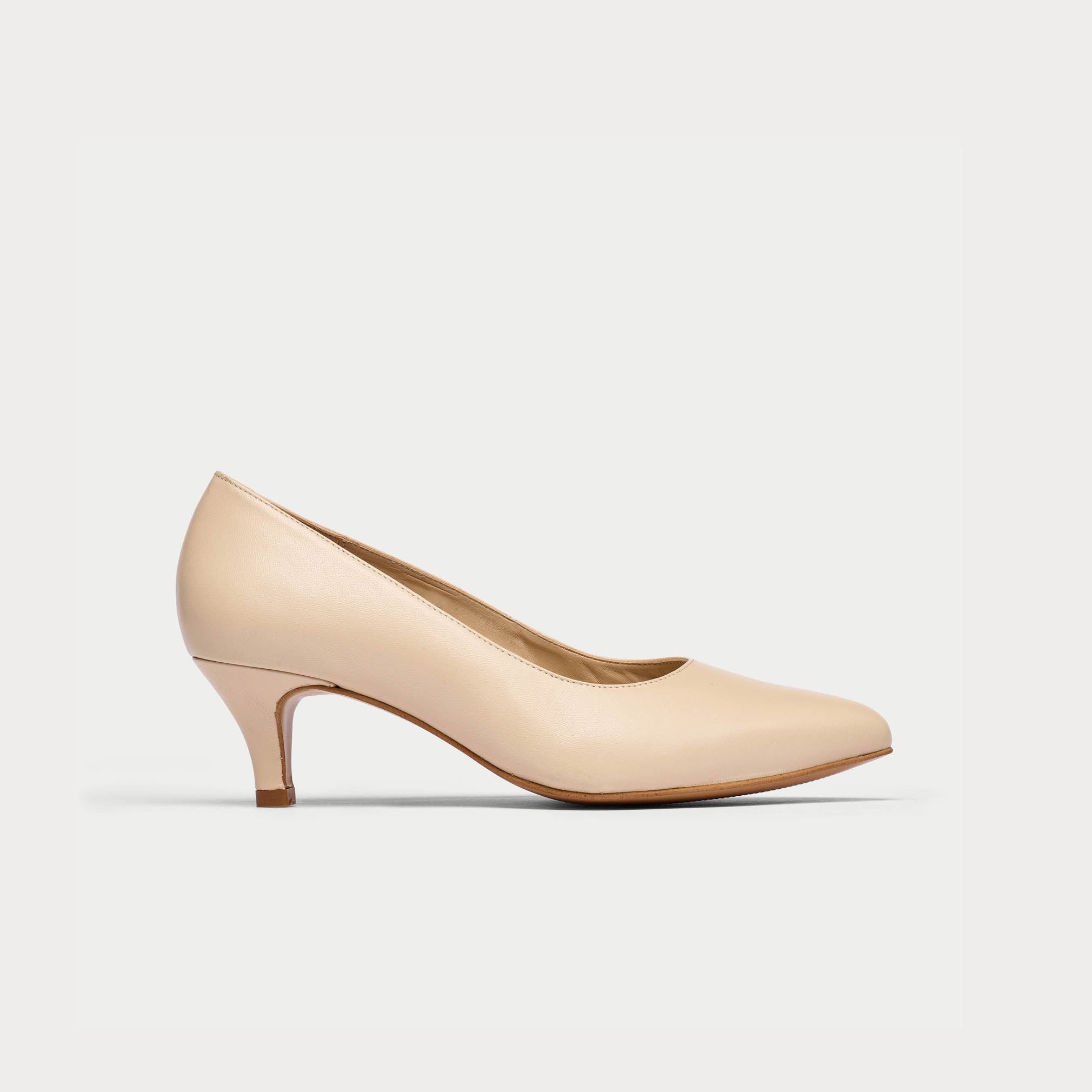 Ava beige heel side view