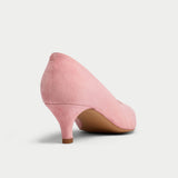 ava pink suede heels for bunions back view