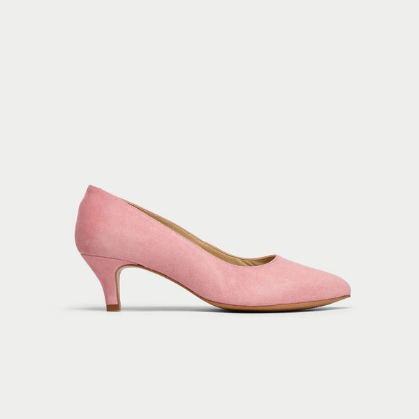 ava pink suede heels for bunions side