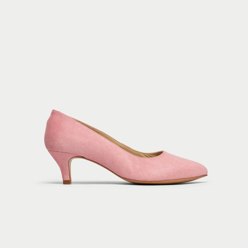 ava pink suede heels for bunions side
