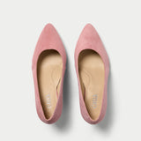 ava pink suede pointed heels for bunions top view