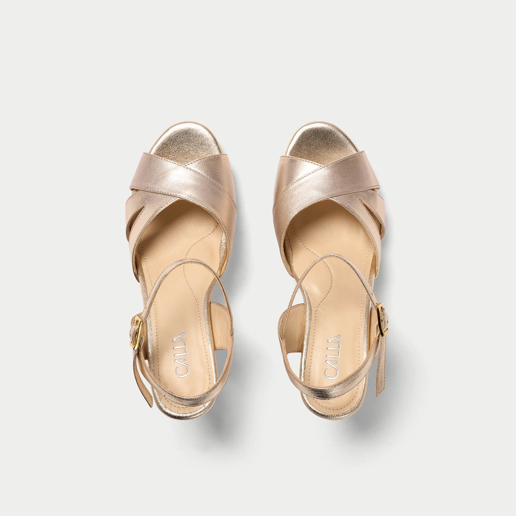 Calla Shoes | Emily II | Champagne leather high heel sandal