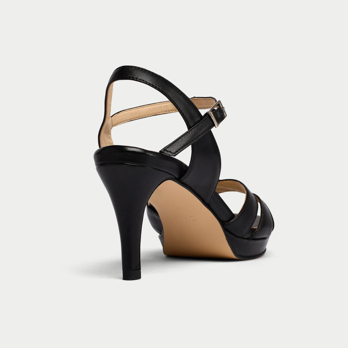 Emily - Black Leather Heeled Sandals (image 6)