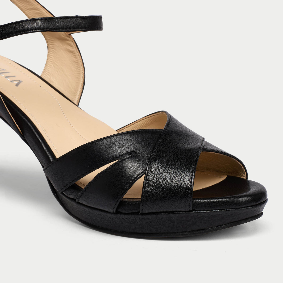 Emily - Black Leather Heeled Sandals (image 4)