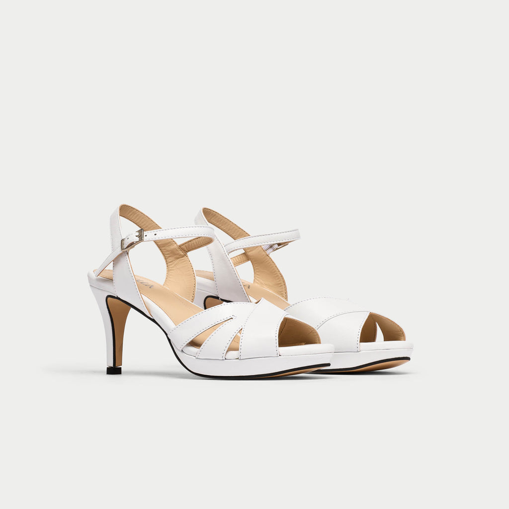 Calla Shoes | Emily | White leather high heel sandal