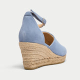 harriet denim blue wedge heel suede