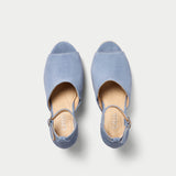 harriet denim blue wedge heel suede