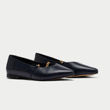 Isabella II navy leather flat for bunions pair
