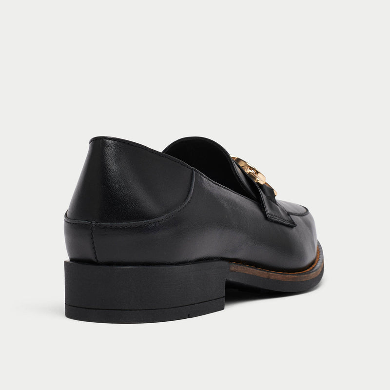 lucille black leather loafer for bunions back view