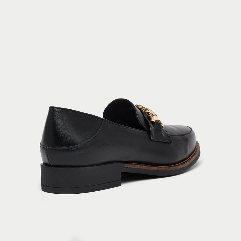 lucille black leather loafer for bunions back view
