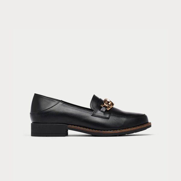 lucille black leather loafer for bunions side view