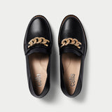 lucille black leather loafer for bunions top view
