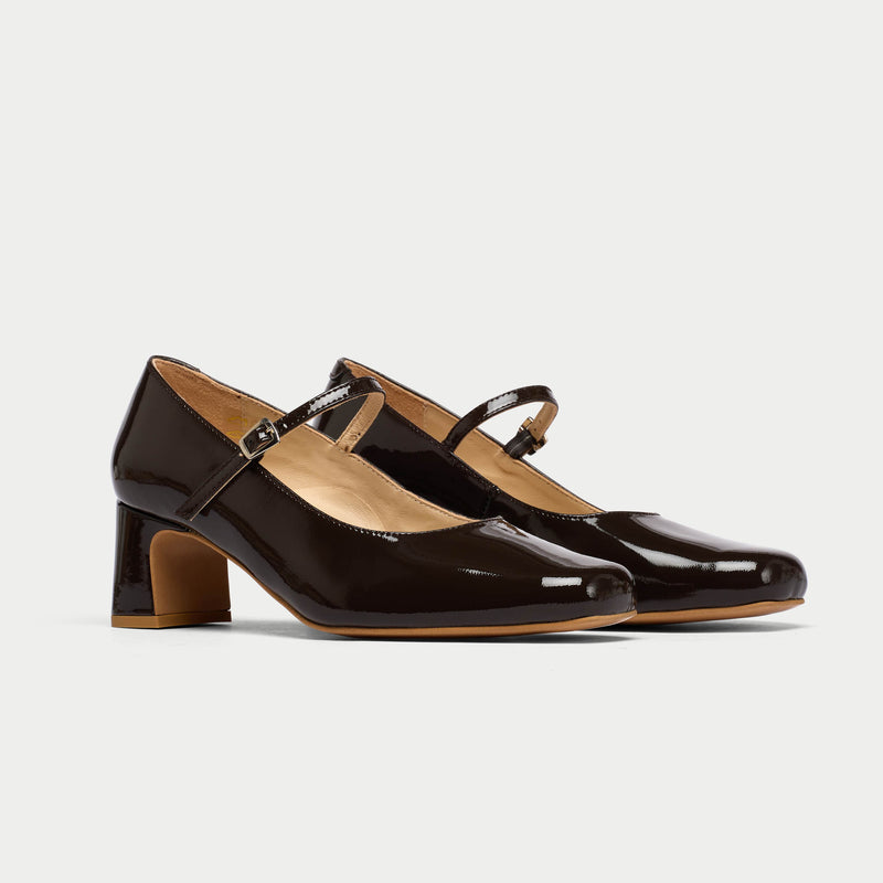 Mary Jane - Black Coffee Patent Leather