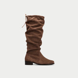 almond suede knee high boots for bunions