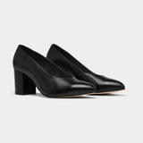 sara black croc block heels for bunions pair