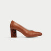 tan leather snake block heels for bunions