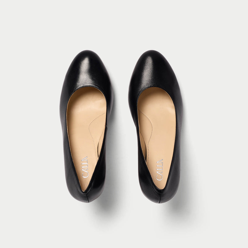 Calla Shoes | Sophia | Classic black leather heeled court shoes