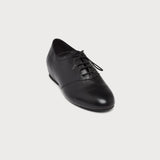 black leather flat brogue front view