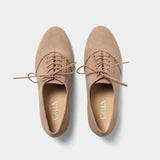 top view of pair of nutmeg suede brogues for bunions